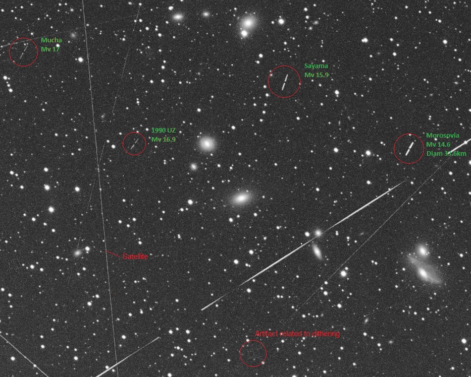Asteroids In Virgo - 20190228 - Samyang135 - QHY163m - 2